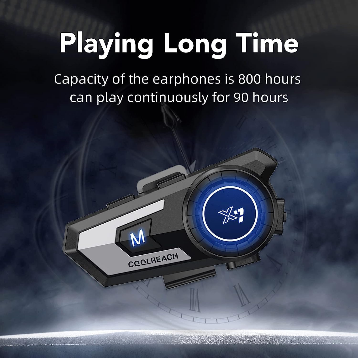 Khptop Motorcycle Headphones, Built-In Bluetooth Headphones, Ski Helmet, CVC, Noise Cancelling, Stereo, Music, Auto Response, 90 Hours Playback, Tweeter, Slim, 1000Mah image number 1