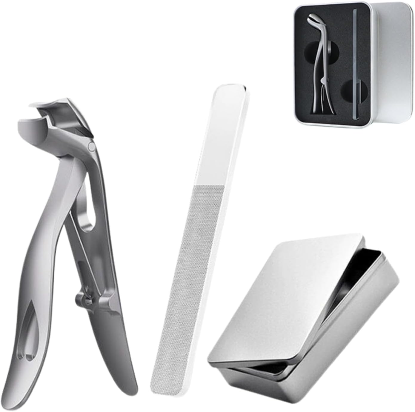 Portable Nail Care Set - Sharp Stainless Steel Clippers and File - Silver image number 2