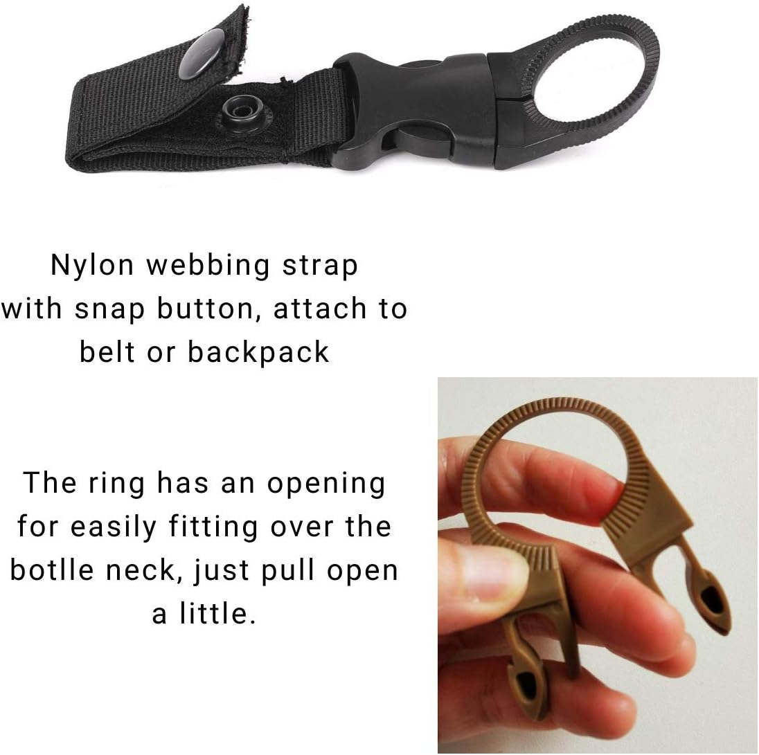 Flammi 3Pcs Hanging Buckle Portable Water Bottle Ring Holder Mineral Water Bottle Clip for Backpack Belt Outdoor Camping Hiking Traveling
