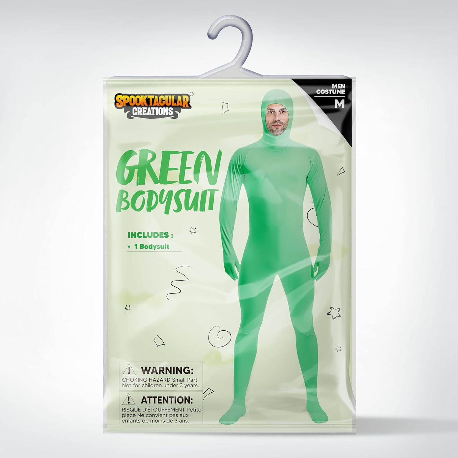 Spooktacular Creations Mens Halloween Costume Open Face Bodysuit Jumpsuit, Zentai Costume Bodysuit for Halloween Party image number 6