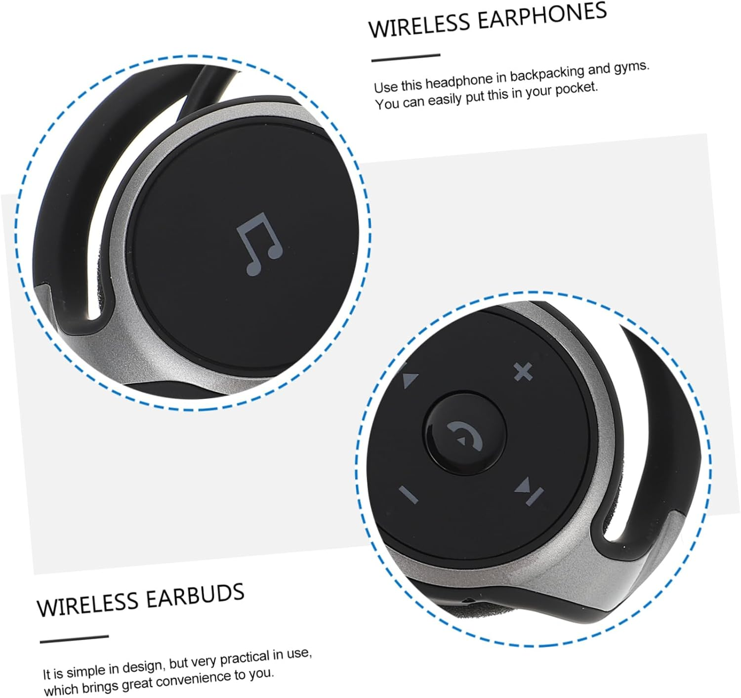 COHEALI Wireless Earbuds with Ear Hook for Sports and Running Compact Lightweight Headphones for Exercise Comfortable All-Day Wear Black