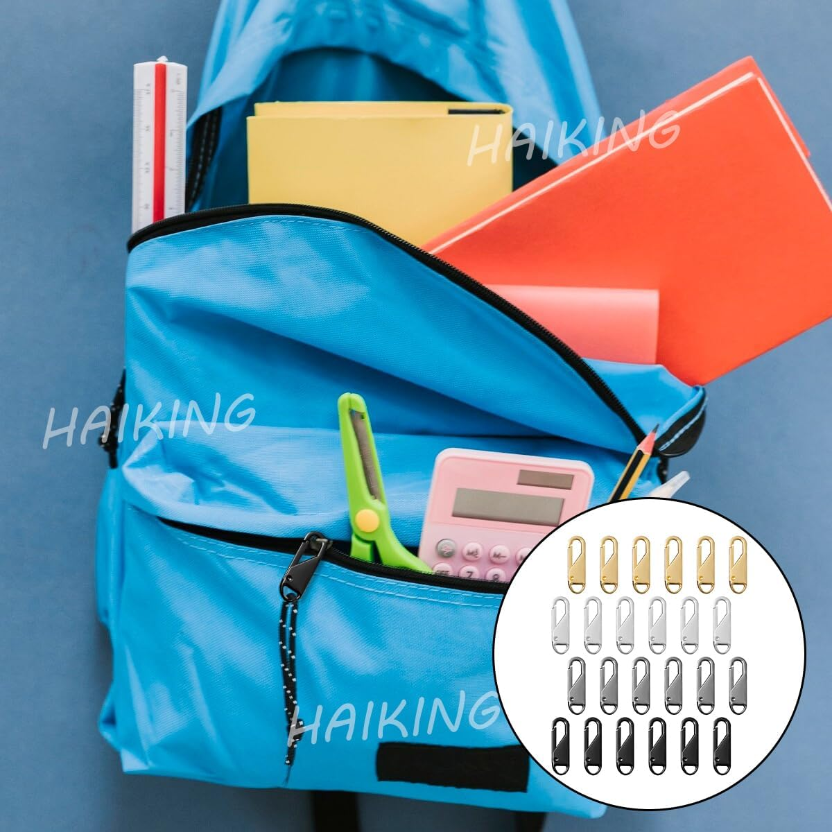 HAIKING Replacement Metal Zipper, 24 PCS Universal Detachable Zipper Pull Kit for Suitcases, Coat, Boots, Jacket, Backpacks (4 Colors) image number 3