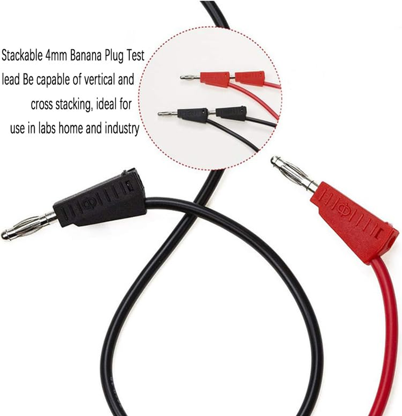 Multimeter Test Leads Set 3-Pair - Alligator Clips to Stackable Banana Plugs & Mini Hooks, for Electronics Testing, Lab & DIY Projects image number 1