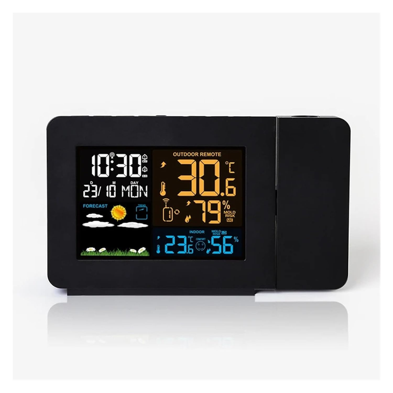 Digital Alarm Clock Weather Station EU Indoor Outdoor with Temperature Humidity Desk with Time Projection image number 5