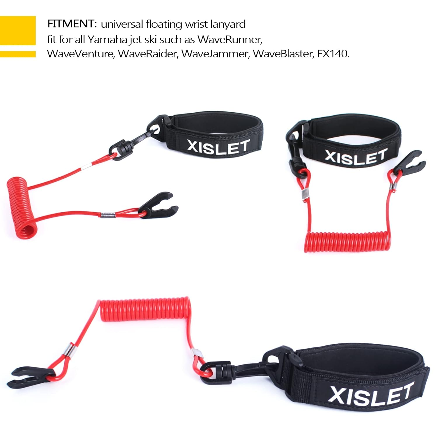Xislet Yamaha Jet Ski Key Lanyard for Waverunner VX Cruiser FX Engine Safety Stop Tether Yamaha Kill Switch Lanyard Replace EW2-68348-00-00 Aftermarket 6K8-82556-00-00 Jet Ski Accessories image number 1