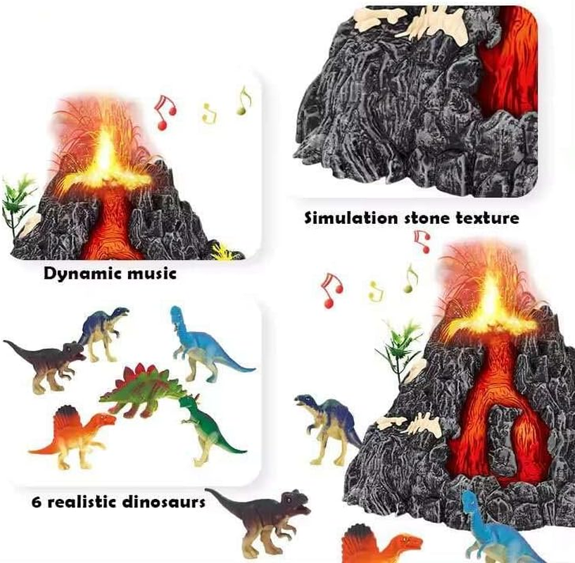 SAFESPROUT Volcano Simulation Education Toy with Dinosaur Figures for Children 3 4 5 6 7 8 9 10 image number 1