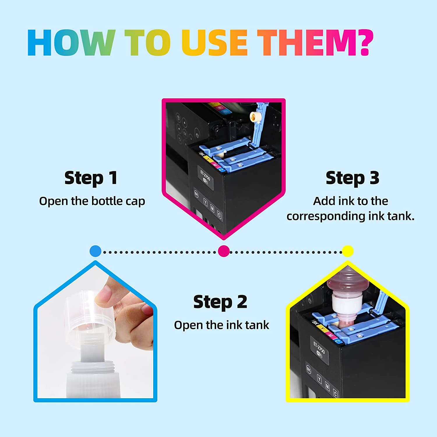 GREENARK T502 502 Refill Ink Bottle Replacement for Epson Expression ET-2700 ET-2750 ET-2760 ET-2850 ET-3700 ET-3750 ET-3760 ET-4750 ET-4760 ET-4850 Printers (4 Pack image number 2