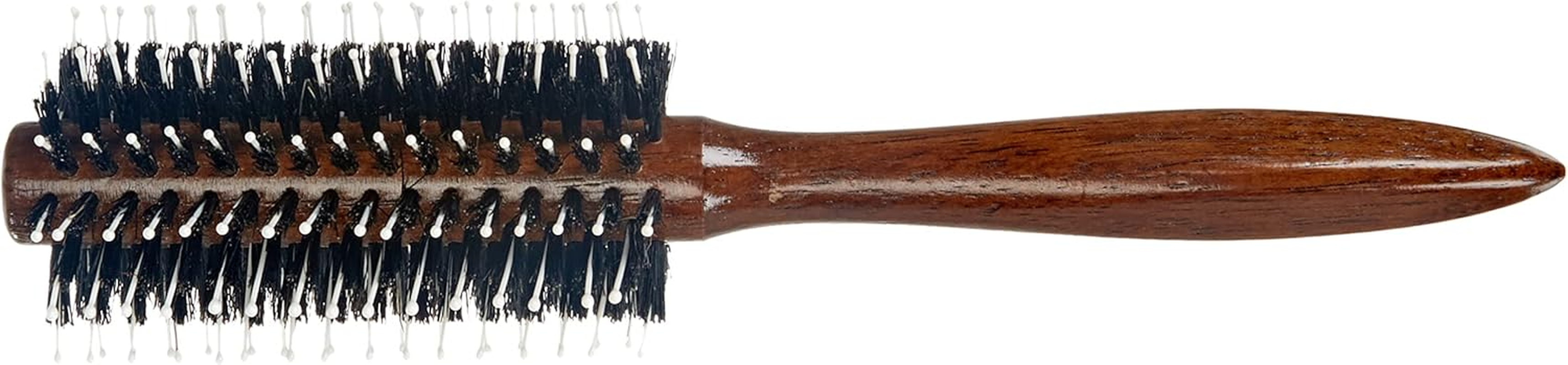 HERCULES S&Auml;GEMANN - 9027 round Brush | Nourishing Natural Hair Brush | Boar Bristle Brush with Polyamide Pins | Allows Easy Blow Drying and Styling of Voluminous Hairstyles | Dark Wood