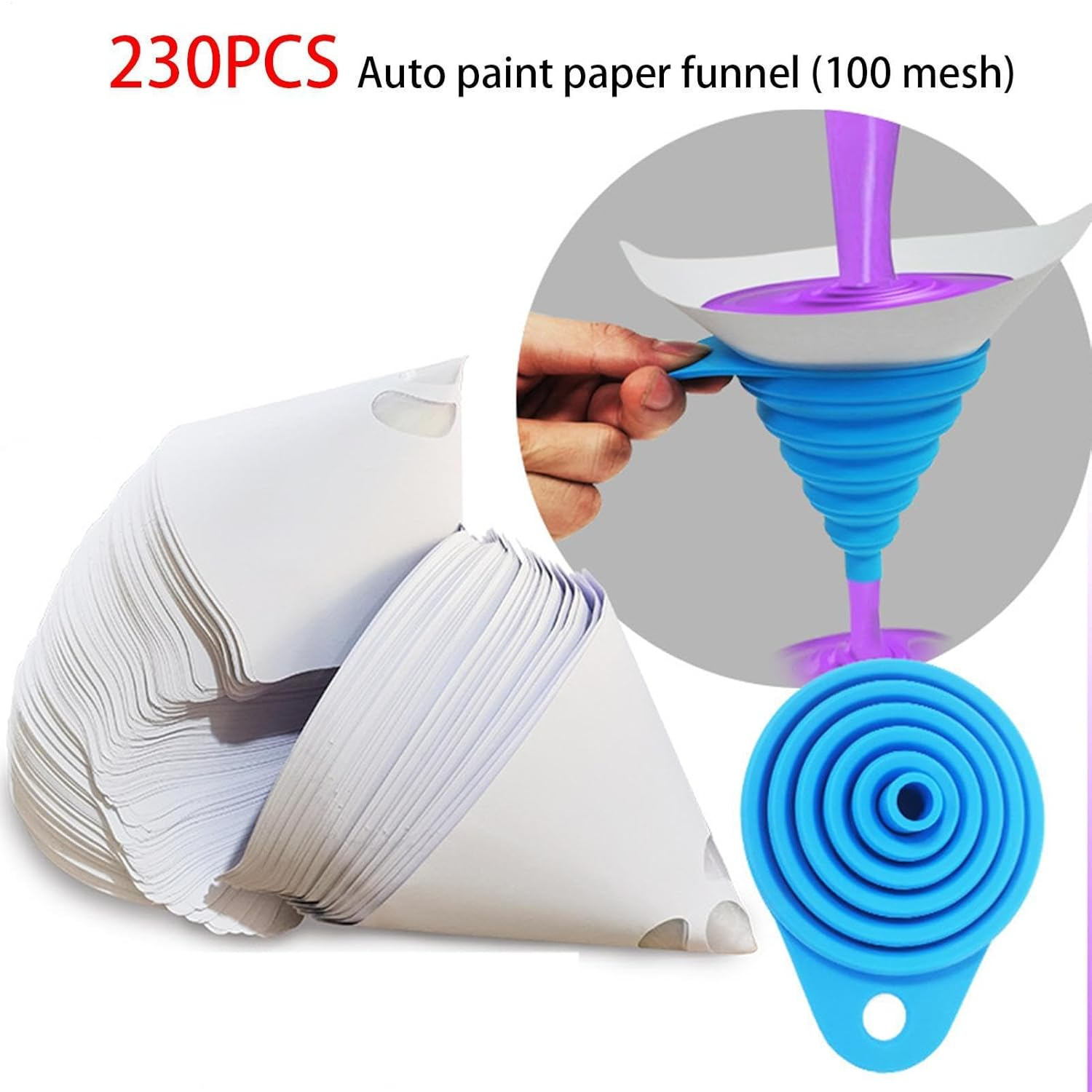 Auto Paint Filter Strainer | 230 Pcs Funnel Paint Filter Strainer Conical Shape - Fine Mesh Paint Filter Replacement for Art Painting, Automotive Spray Paint, Edible Oil Filter, Car Essentials image number 2
