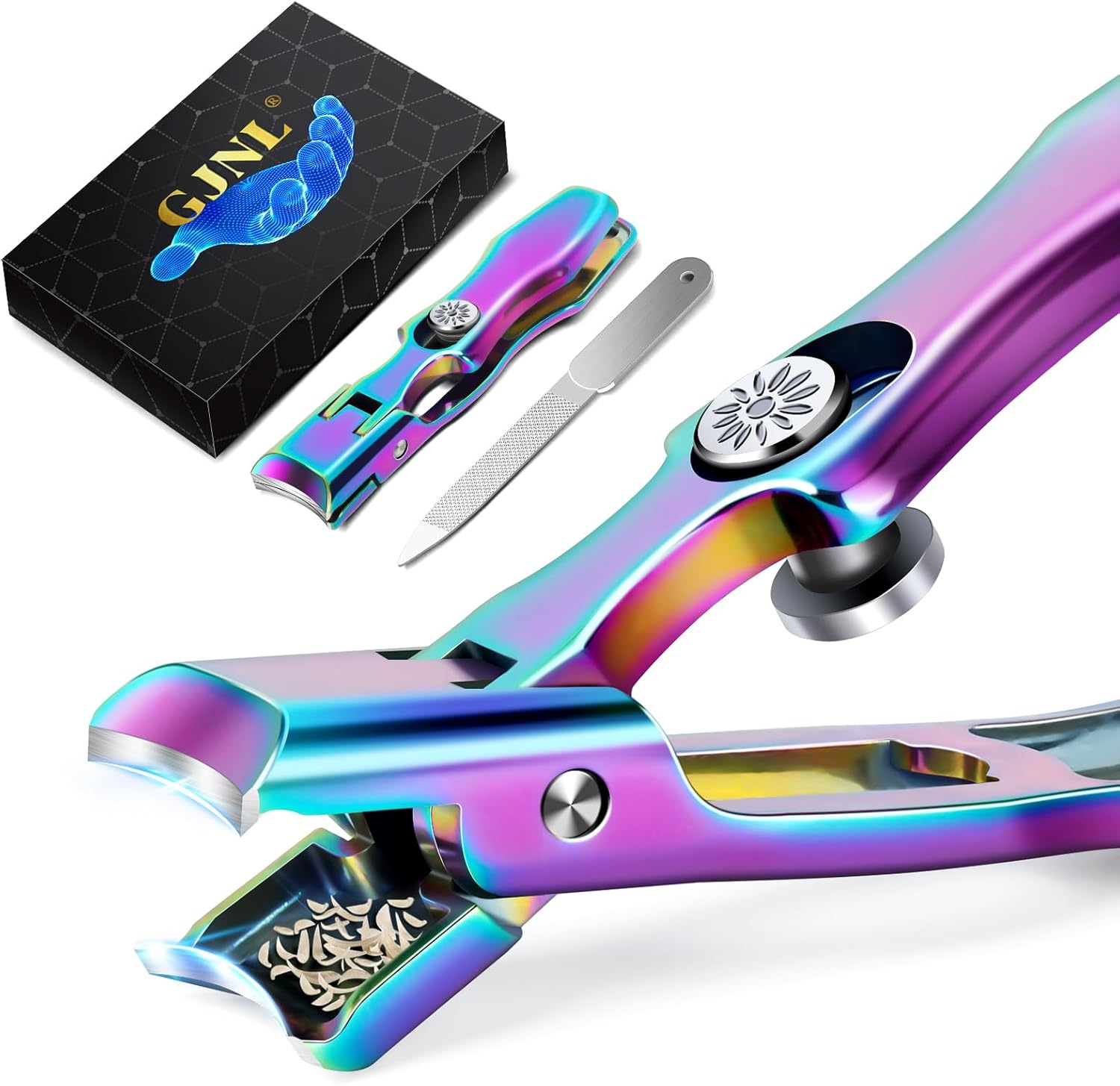 Stocking Stuffers for Men, Upgrade Colorful Wide Jaw Nail Clippers with Catcher - New Toenail Clippers for Men Seniors Thick Nail, Anti-Splash Ultra Sharp Christmas Xmas Presents Gifts for Adults image number 2
