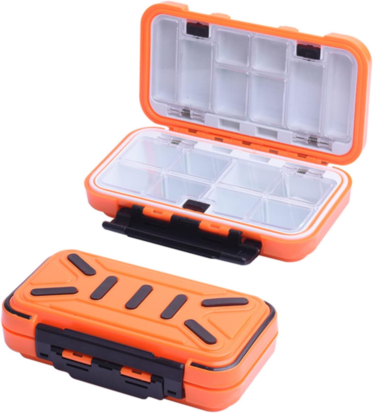 Fishing Lure Box, Waterproof Portable Lightweight Tackle Storage Box with Rubber Shock Absorber, Plastic Fishing Accessories Box for Angler (Orange S) - Green S image number 3