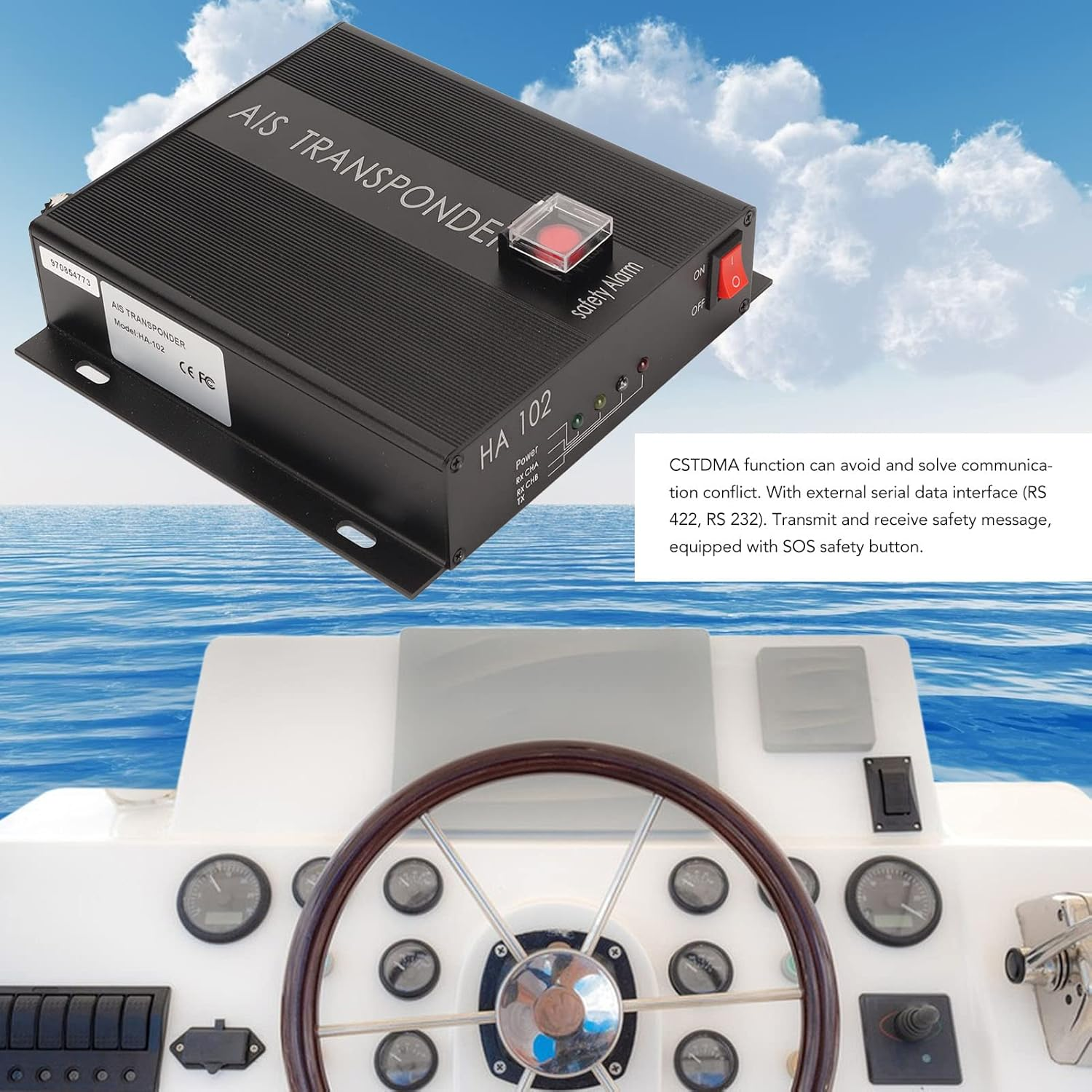 AIS Transceiver, Metal 156.025 to 162.025Mhz 25Khz Interval Dual Channel DSC Reception AIS Transponder for Ship image number 4