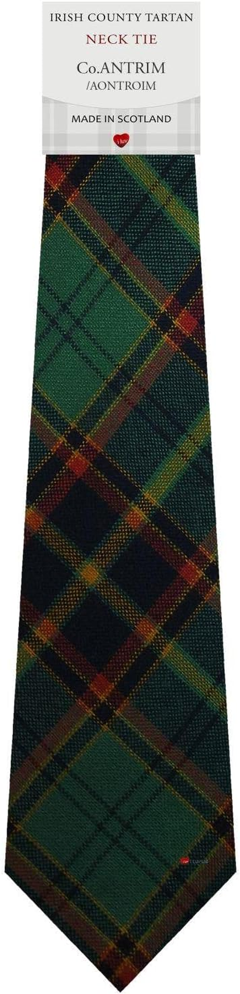Mens Scarf & Tie Gift Set Irish County Antrim Tartan Plaid 100% Wool image number 1