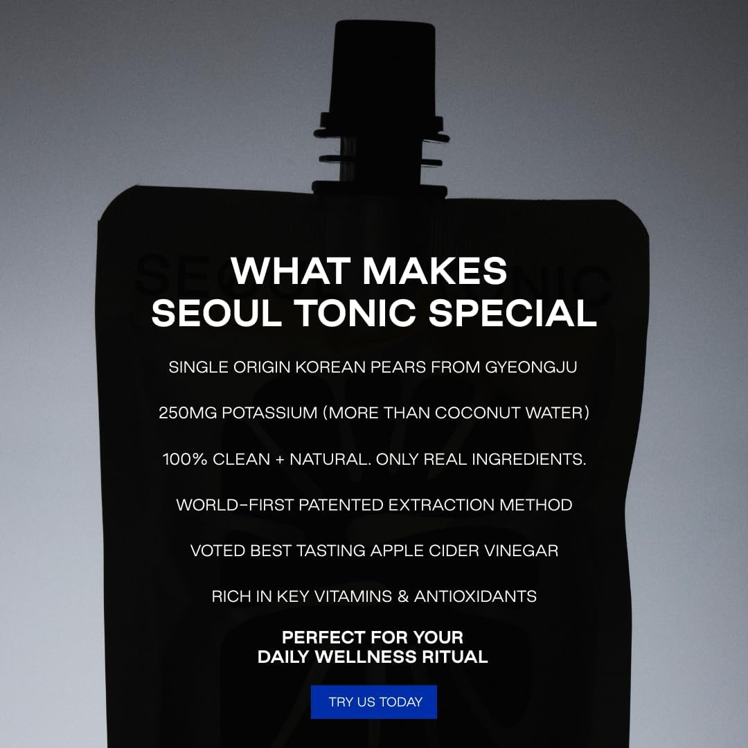 Seoul Tonic - Korean Pear & Apple Cider Vinegar Recovery Tonic ("Drink after Drinking"), Natural Digestion, Rehydration, Double Fermented ACV, All Natural, Patented Extraction Method - 12 Units image number 5