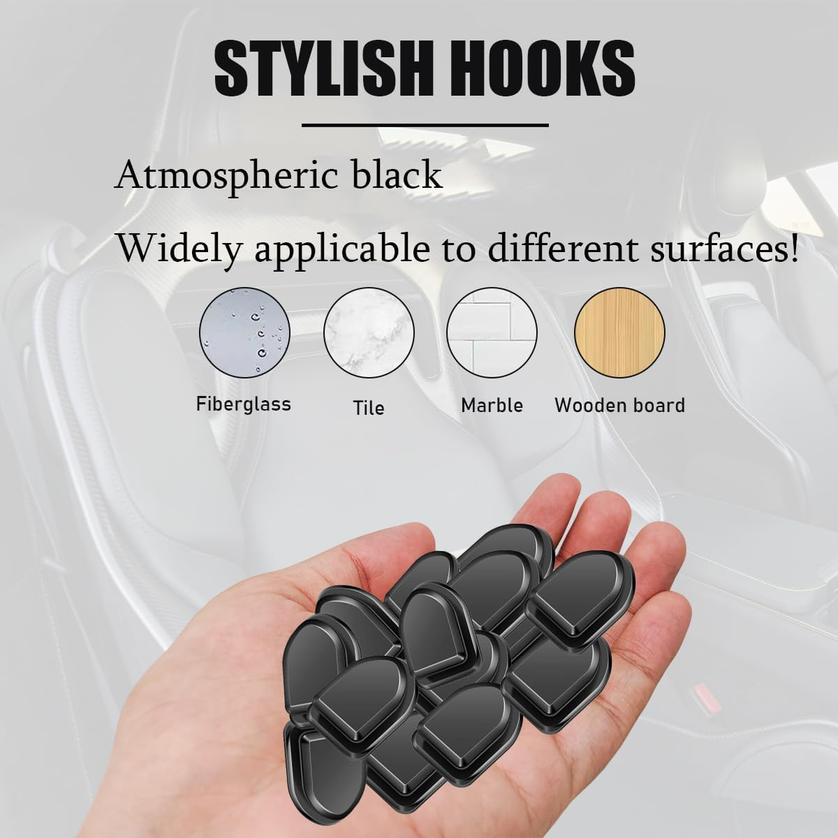 Xinghonyac 20 Pcs Car Seat Back Hidden Hook, Multi-Functional Car Mini Hooks, Self-Adhesive Car Dashboard Hook Wall Hooks for Hanging Towel, Hat, Bag, Data Cable, Keys