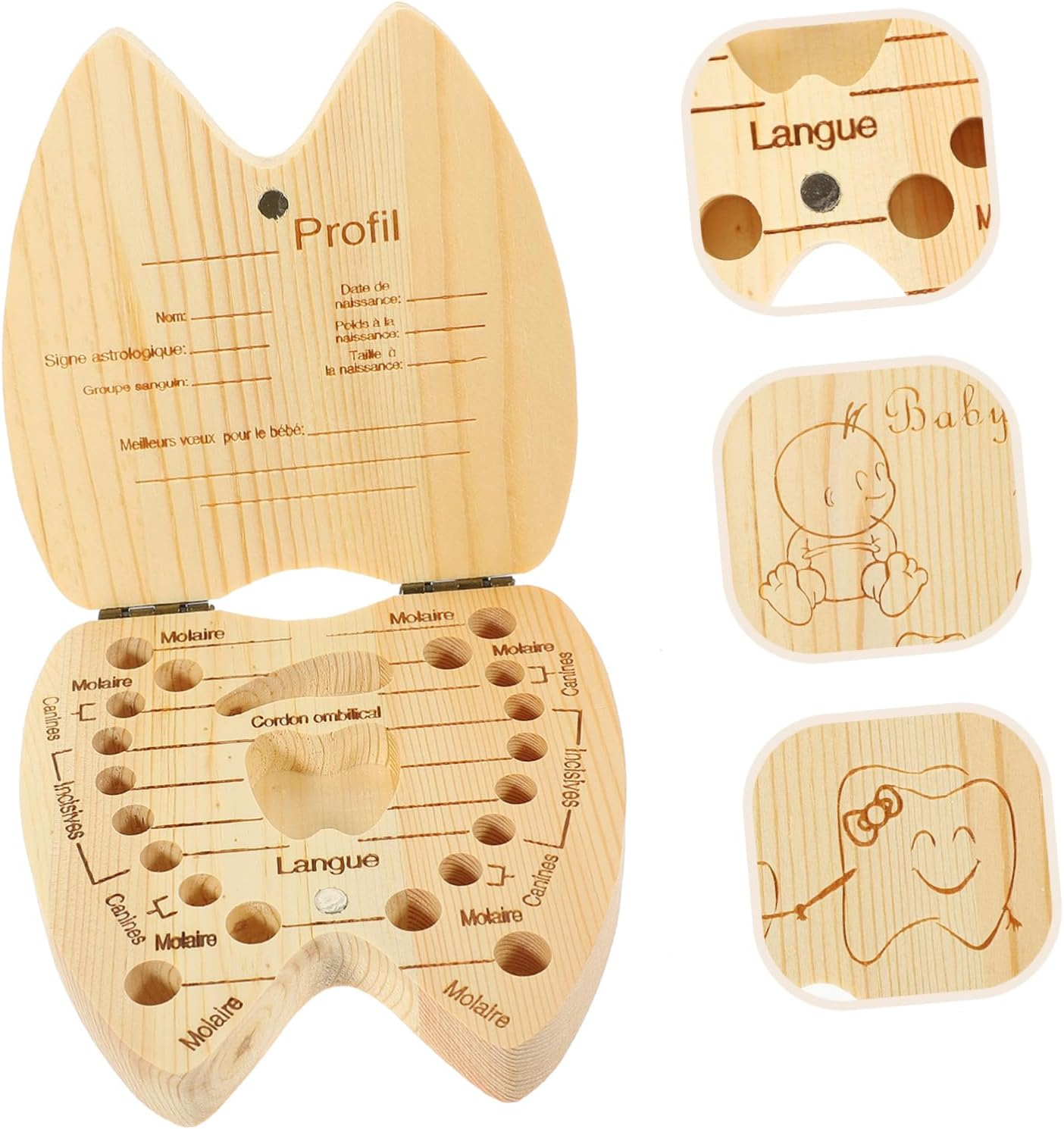 Boy Girl'S Milk Box Holder Tooth Fairy Box Wooden Tooth Keepsake Storage image number 4