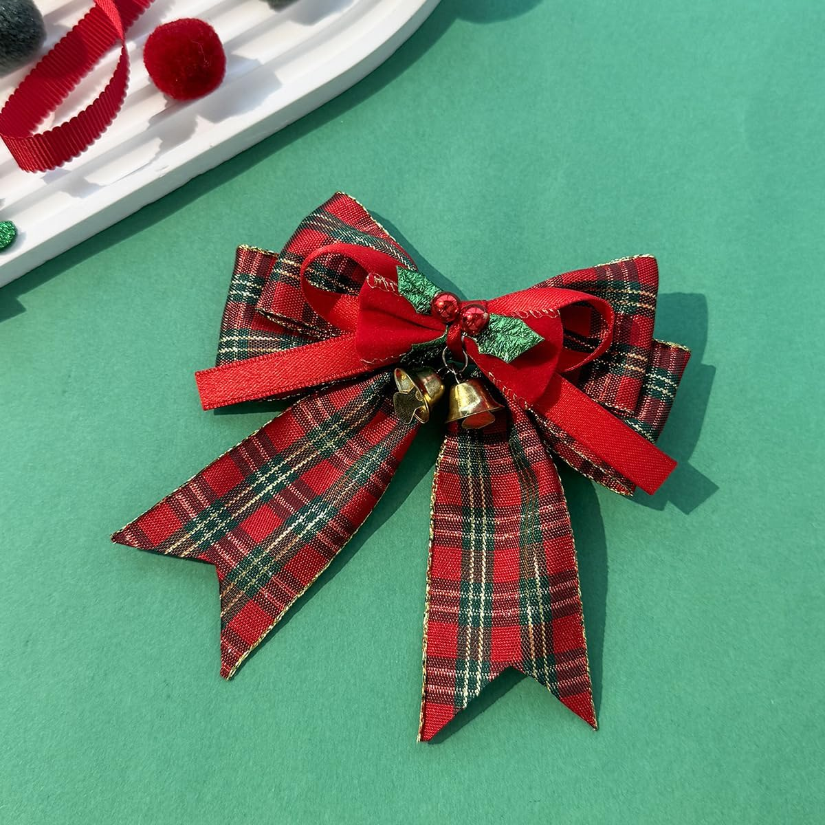 2 Pcs Christmas Large Hair Claw Clips for Women Big Bows Clips for Thick Long Hair Bowknot Accessories (Red-Styleb) - Red-Stylea image number 2