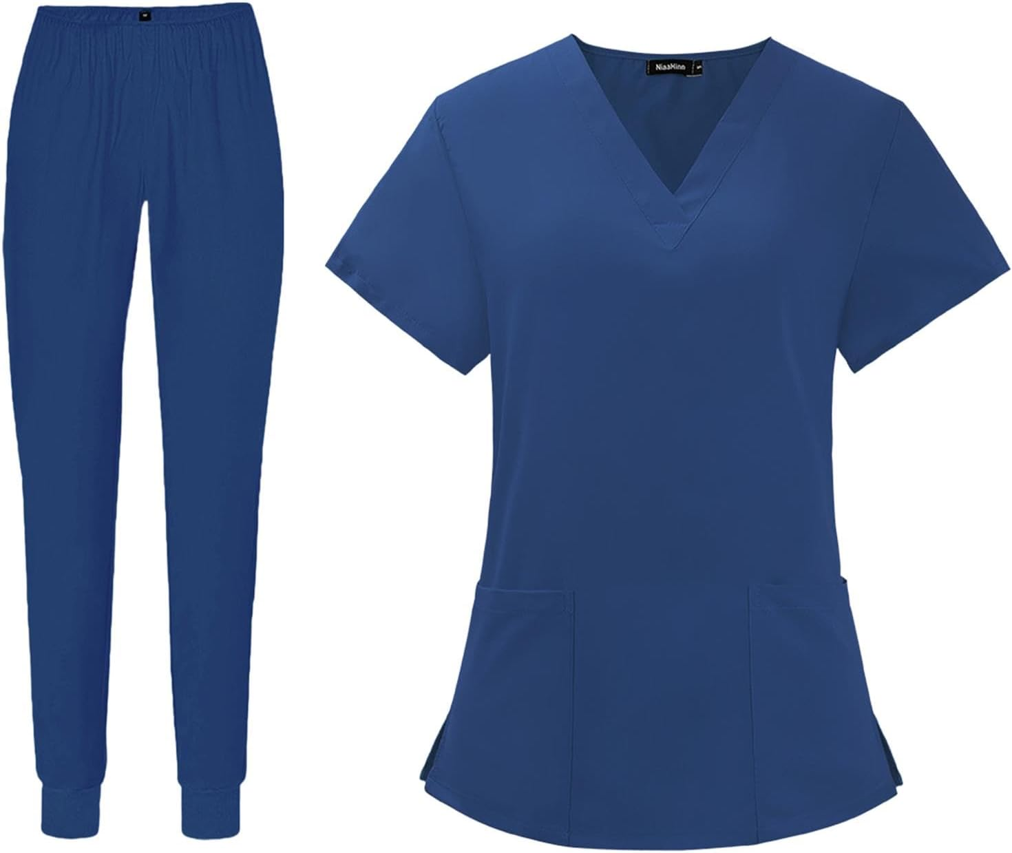 Nurse Work Uniforms Workwear Women'S Scrub Set Machine Wash Soft Fabric Durable V Neck Scrub Top and Pants for Beauty Center image number 3