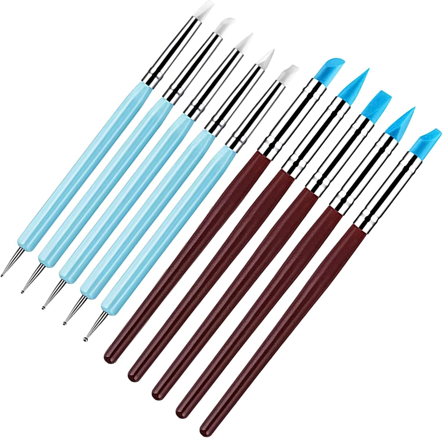 10 Pcs Silicone Clay Sculpting Tool, Silicone Clay Modelling Tools, Silicone Polymer Clay Sculpting Tool Pen, Polymer Clay Tools, for Modeling Dotting Tool Pottery Craft, Blue image number 5