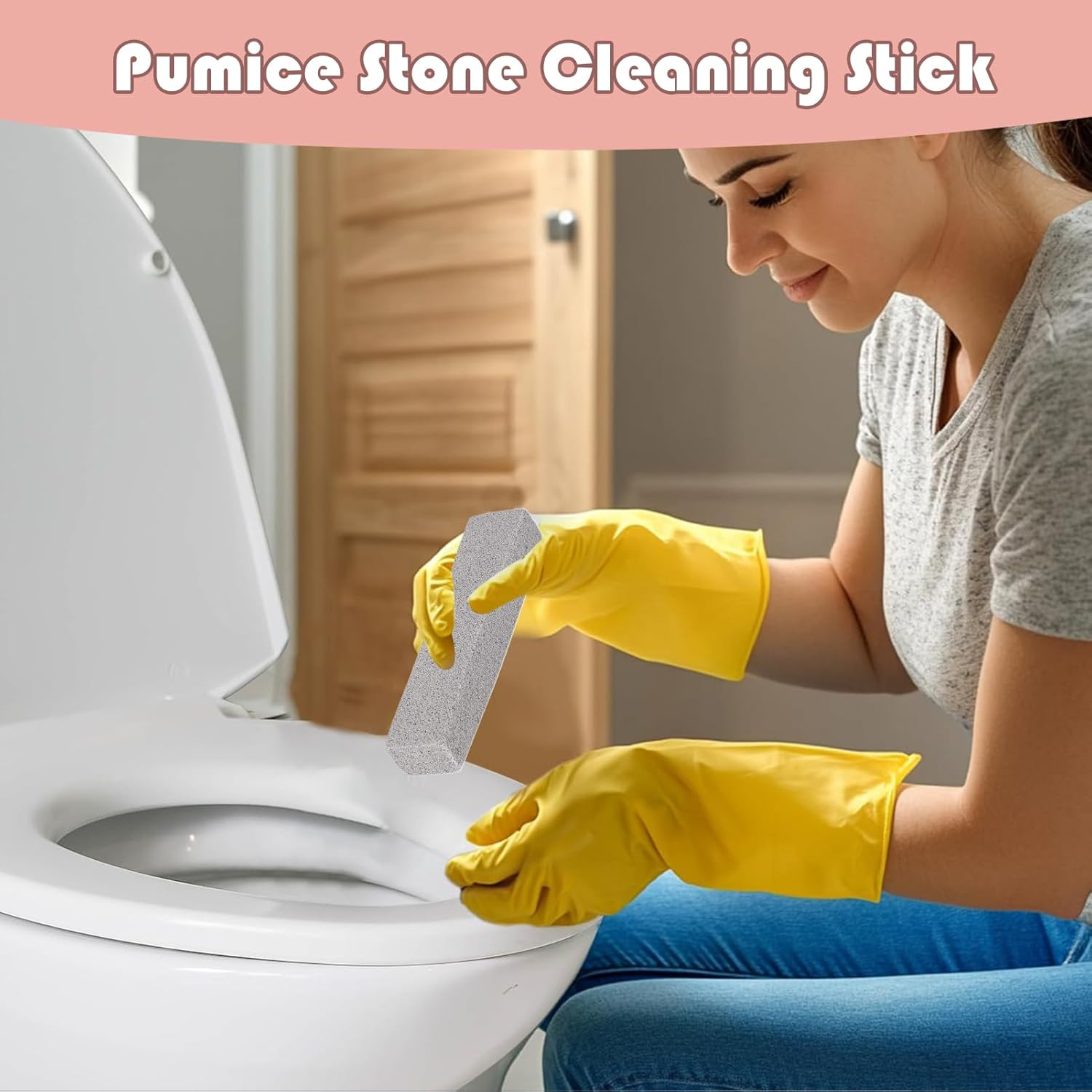 10Pcs Stone - Toilet Cleaning Stone | Bathroom Cleaner | Non-Scratch Abrasive Block | 15Cm Stick Household Cleaning Tool | Grout Remover for Tile Sink Shower Bathtub Grill image number 6