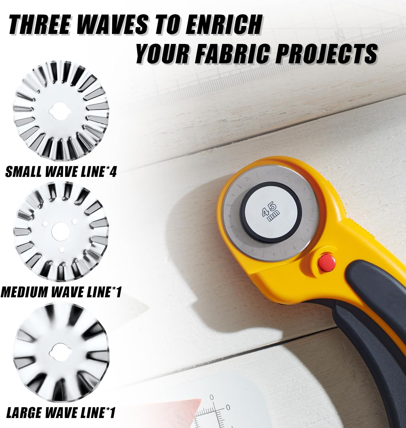 6Pcs 45Mm Pinking Rotary Cutter Blades, Wave Rotary Cutter Blades Rotary Cutter Replacement Blades for Fabric for Quilting Sewing Crafts image number 1