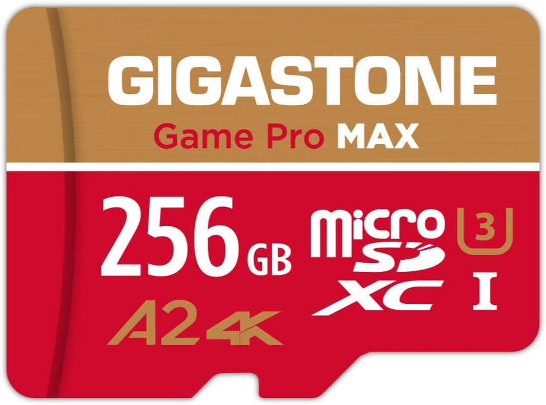 [5-Yrs Free Data Recovery] GIGASTONE 256GB Micro SD Card, 4K Game Pro MAX, A2 V30 Microsdxc Memory Card for Nintendo-Switch 1, Steamdeck, 4K UHD Video, up to 130/85 Mb/S, UHS-I U3 C10 with Adapter image number 1