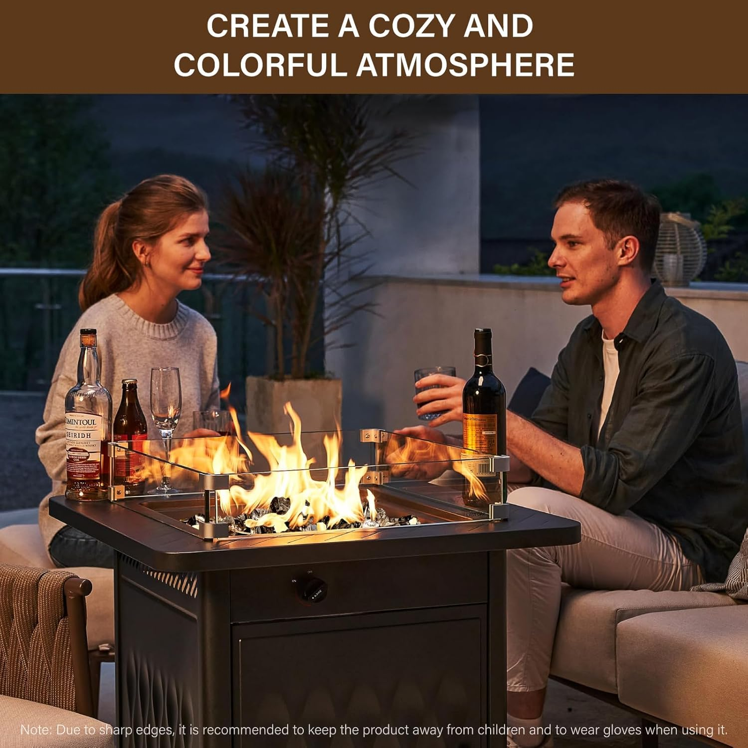 NUPICK 5 Pound Fire Glass, 1/4 Inch Reflective Fire Pit Glass, Tempered Firepit Glass Rock for Propane or Natural Gas, Glass Rocks for Fire Pit Table, Fireplace Glass for Landscaping, Bronze image number 5