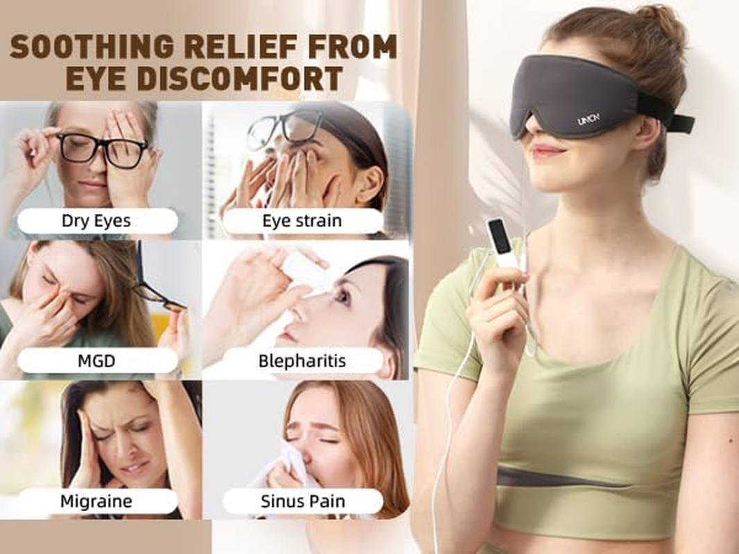 UNCN USB Heated Eye Mask for Dry Eye Syndrome, Dark Circles, Blepharitis, Electric Warm Therapy for Eye Fatigue, Stye Eye, Chalazion, USB 3D Warm Eye Compress Mask image number 5