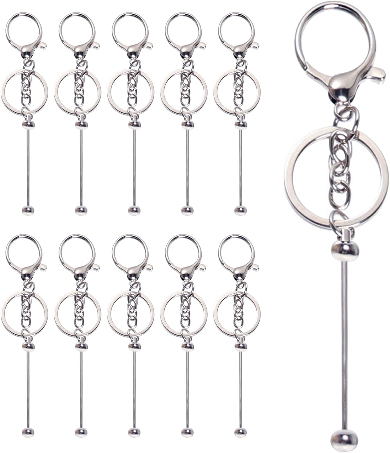 10 Pcs Beadable Keychain Bars Assembled Beadable Keychain Making Kits for DIY Craft Making Gift image number 5