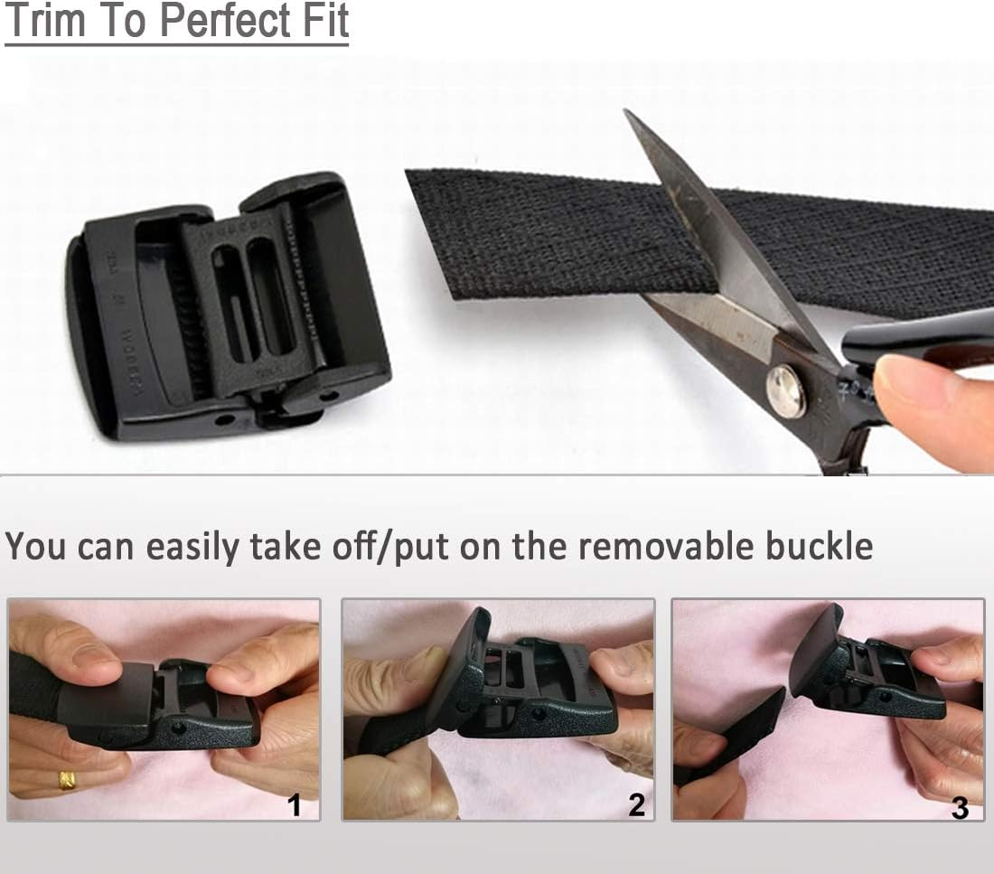 Wyuze Men'S Military Tactical Web Belt, Casual Nylon Webbing with No Metal Buckle image number 2