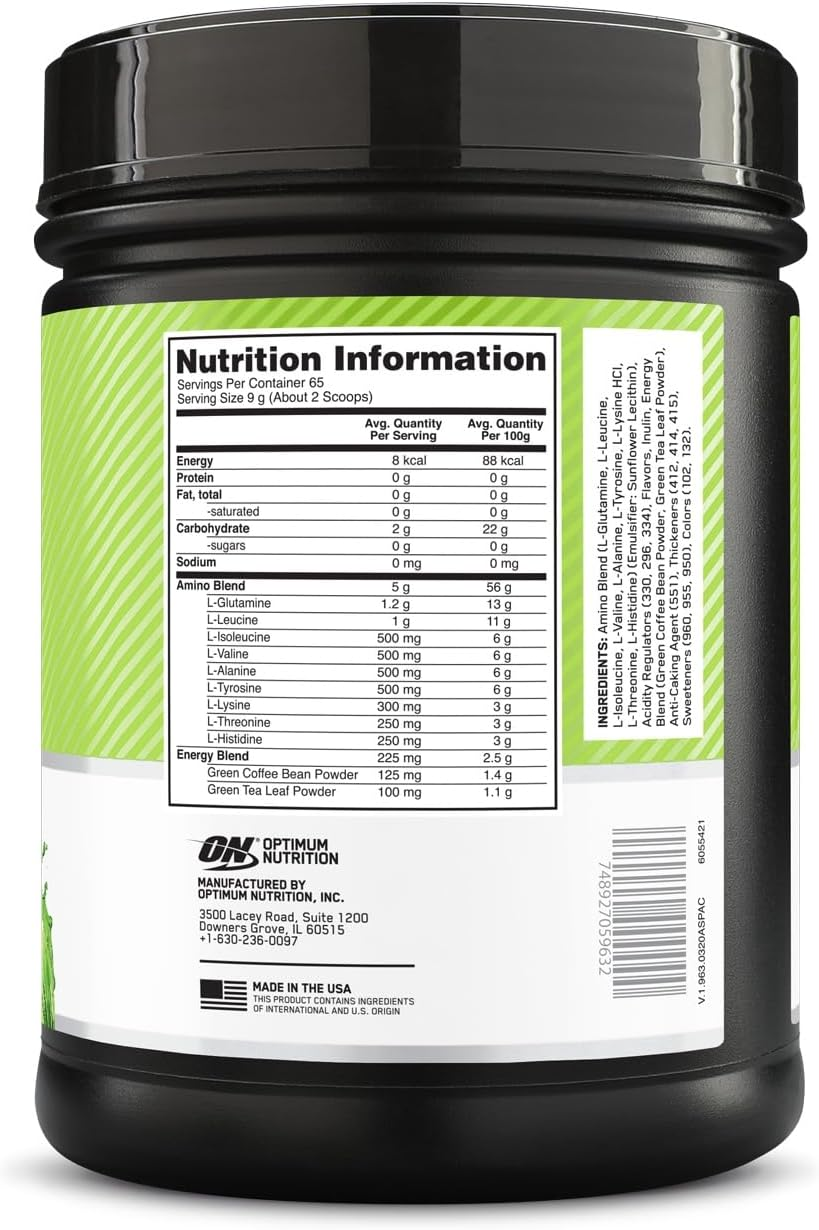 OPTIMUM NUTRITION Amino Energy Powder, Green Apple, 585G, 65 Servings image number 1