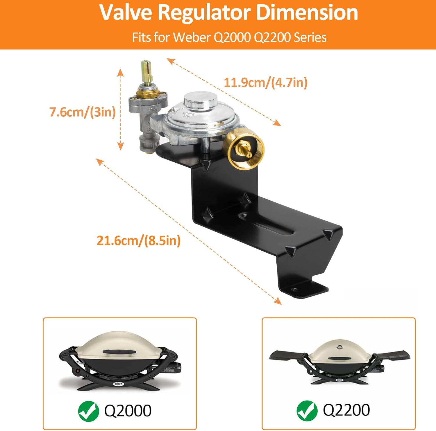 64865 Grill Valve Regulator for Weber Q2000 Q2200 Series Gas Grills, Regulator Compatible with Weber54060001, 396002, 566001, 566002 Grill Models, Replacement for Weber 64865 Gas Regulator image number 6