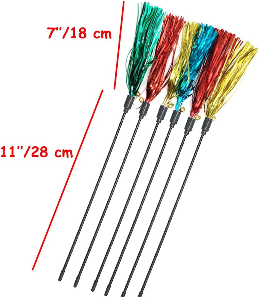 IUHKBH Cat Toy Wand 6 PCS Interactive Cat Teaser Wand with Sound Paper Tassels and Bell for Cat and Kitten image number 1