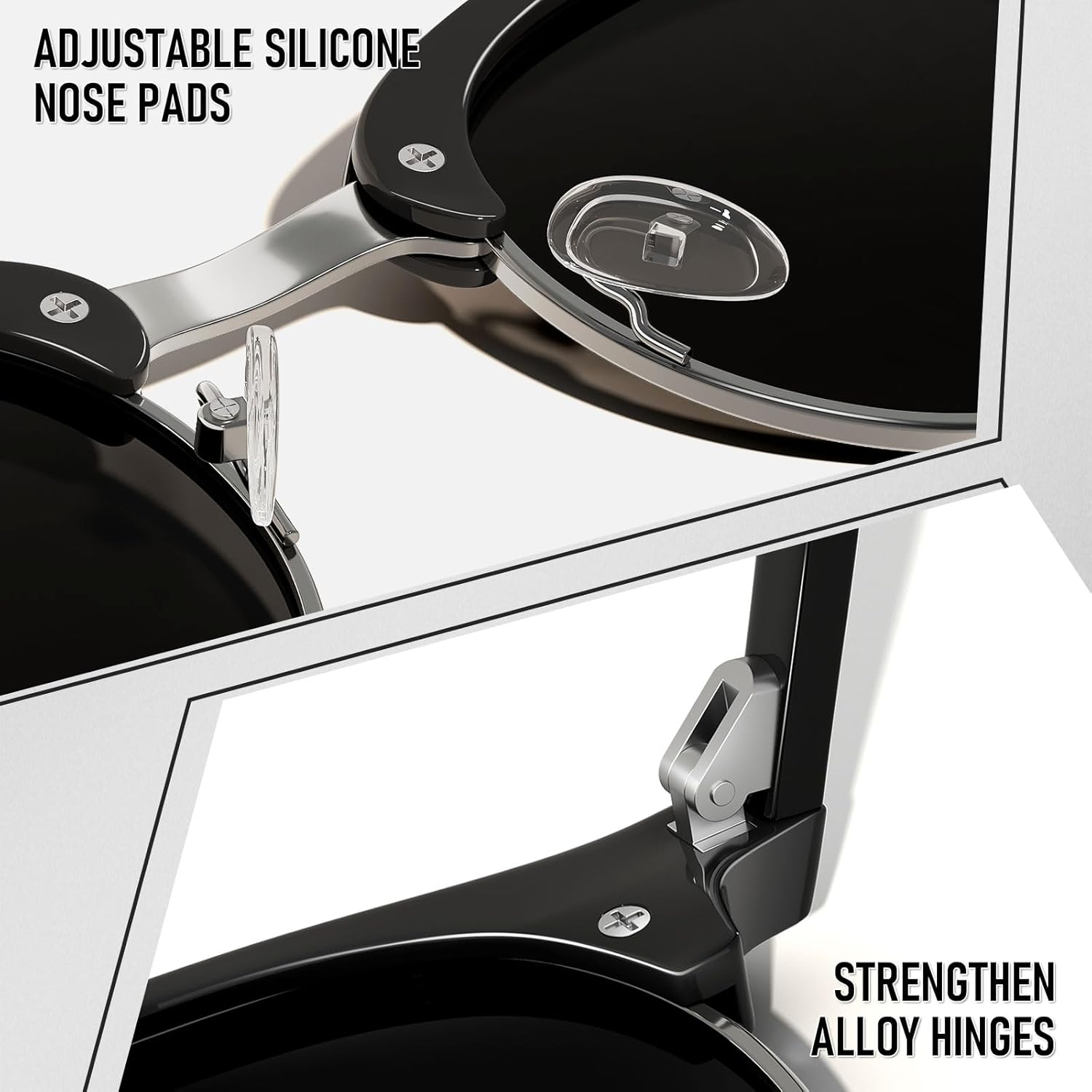 GQUEEN Classic Horn Rimmed Semi Rimless Polarized Sunglasses for Men Women GQO6 image number 4