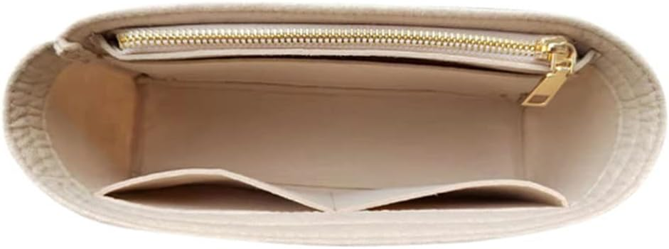 Lckaey Purse Organizer Insert for 19 Flap Small Bag Small Bag Organizer with Side Zipper Pocket Beige 1016 24 * 7 * 12Cm image number 4