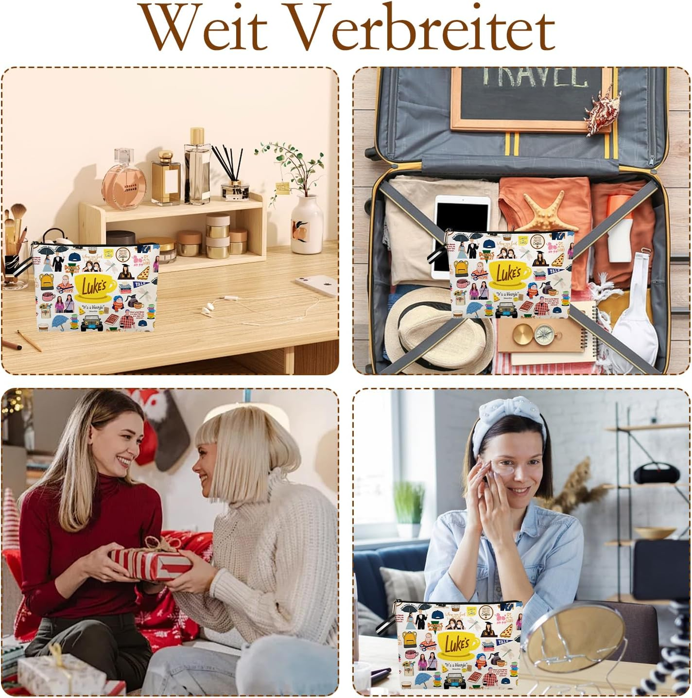 Gilmore Cosmetic Bag Gilmore Girls Fan Item Gifts for Gilmore Fans Luker'S Dinner Inspired Gifts Makeup Bag with Hand Strap Portable Toiletry Bag Women for Travel Everyday Life, Multicoloured, Stylish image number 5