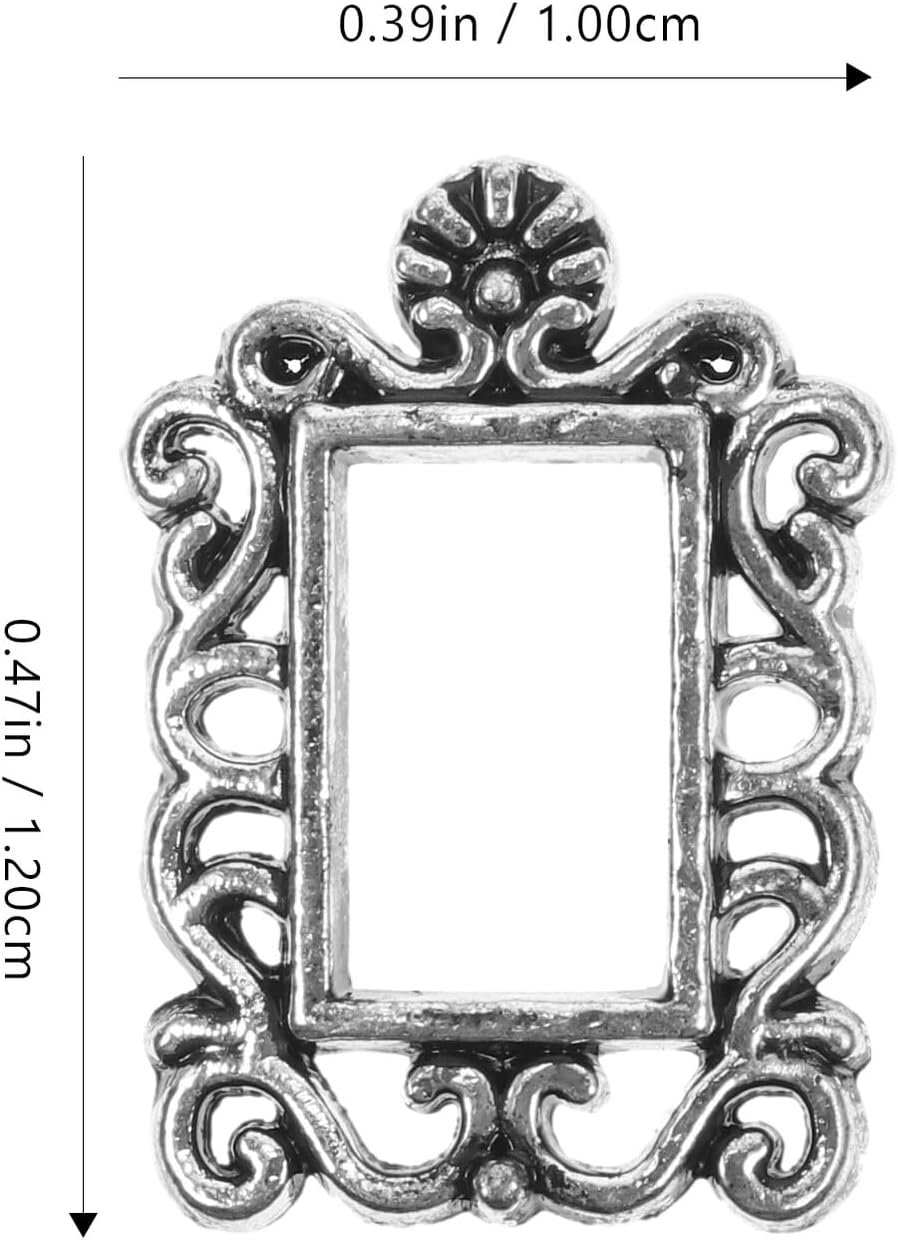 GAROZATION 40Pcs Mini Metal Vintage Picture Frame Nail Art Decorations Baroque Oval and Square Photo Frames for Manicure Nail Charm Accessories image number 5