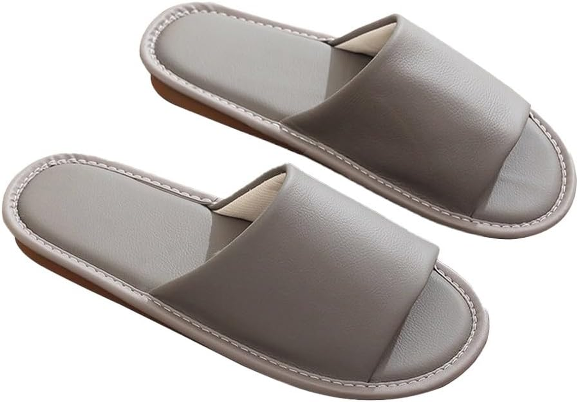 Leather Slippers for Old Men Women，Comfortable and Durable, with a Non-Slip Oxford Sole. Suitable for All Seasons(Khaki,41/42 EU)