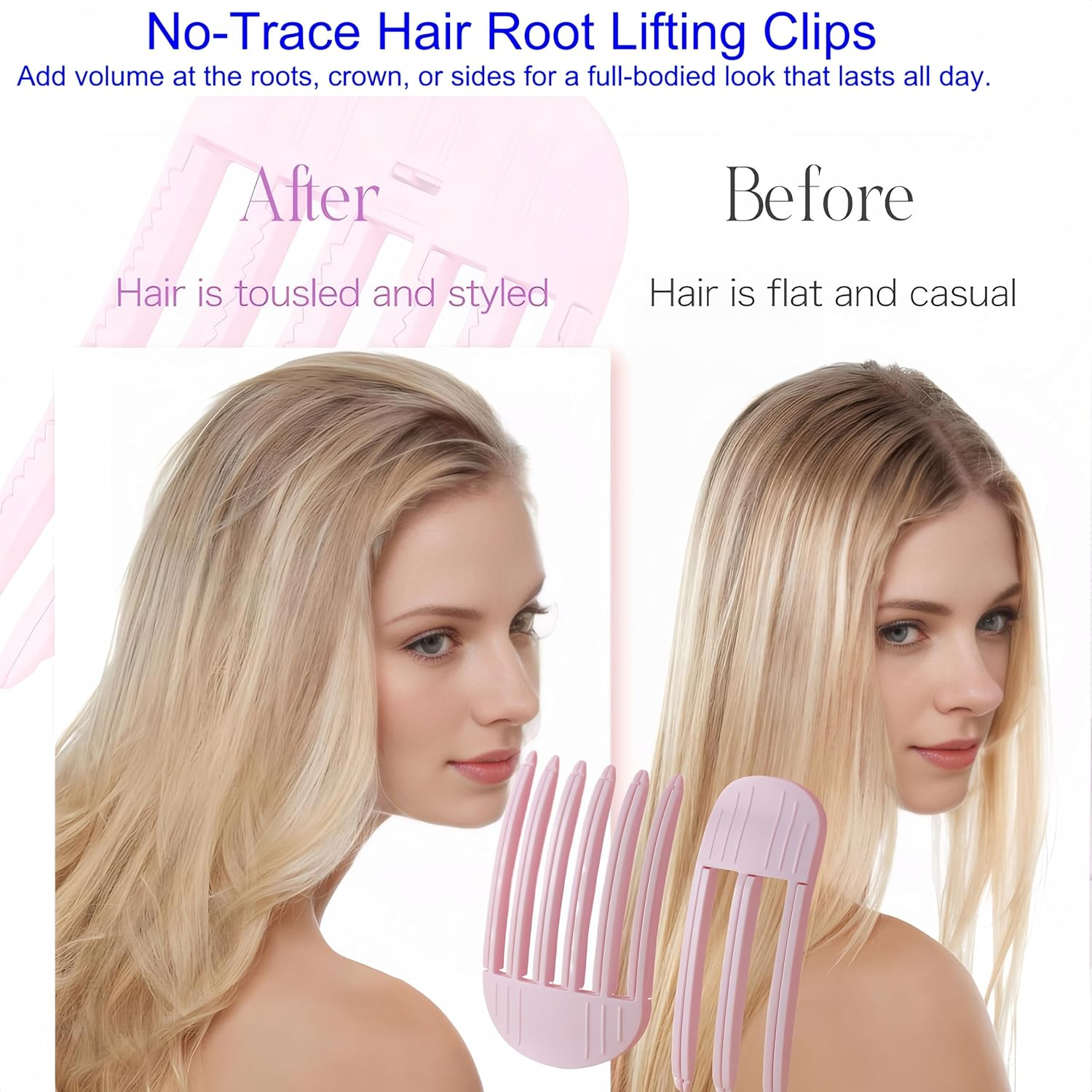 Febohao 2 Pack Hair Comb for Fluffy Bangs Hair Styling Tools Volumizing Hair Root Lifting No-Trace Hair Root Lifting Clip on Bangs image number 2