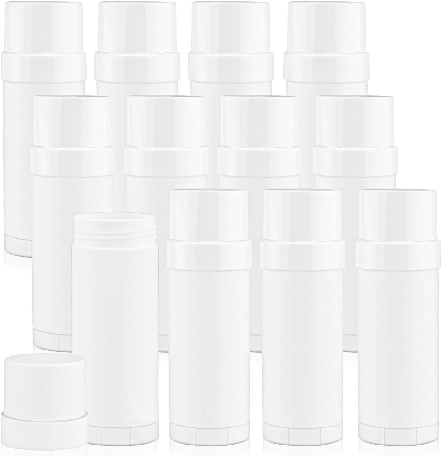 Mirrline 60Ml/2Oz White Deodorant Containers Plastic Twist up Filling Bottle Refillable Deodorant Holder Stick for Crayon Lip Balm Chapstick Sunscreen Lotion Bar - 12 Pack image number 2
