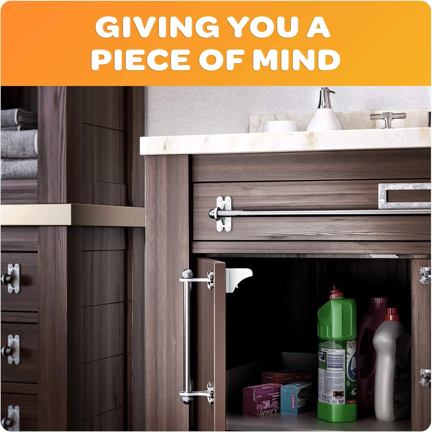 Magnetic Cabinet Locks - Child Safety Locks | Baby Proofing Cabinets System (4 Locks + 1 Key) image number 1