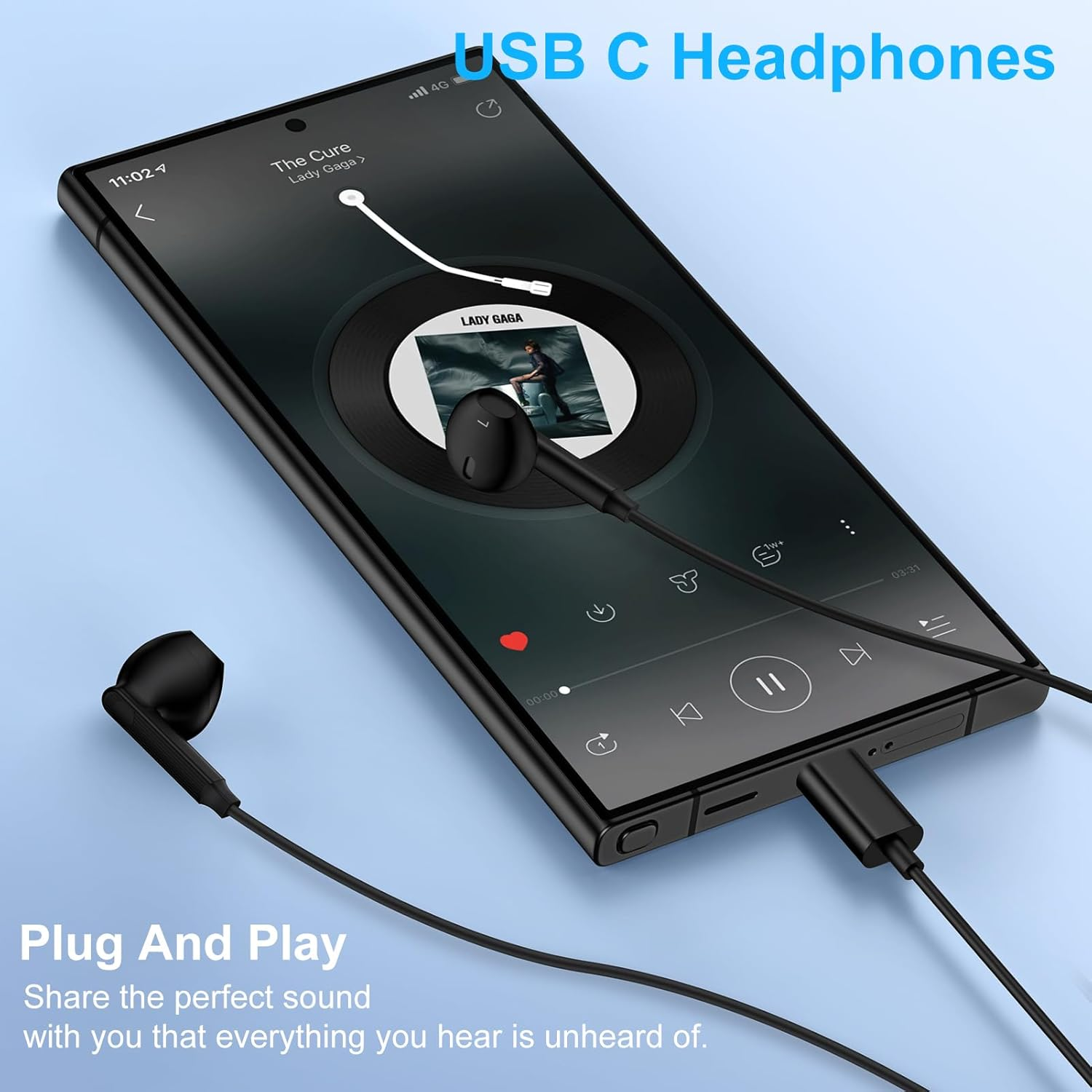 Samsung S25 Ultra USB C Headphones Wired Earbuds for Galaxy S25+ S25 Edge S24 Ultra S23 FE/A26 A36 A56 A35/Z Fold Flip 6, In-Ear Type C Earphone with Mic & Volume Control Hifi Stereo Noise Cancelling image number 6