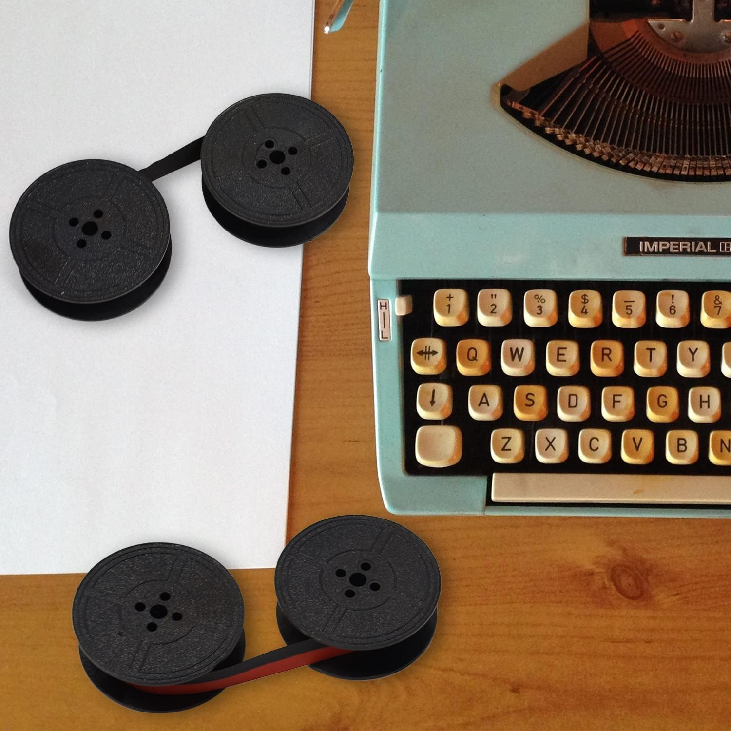 4 Pairs Universal Typewriter Ribbon Twin Spool Typewriter Ink Ribbon Replacement Pack Compatible with Most Typewriter (Black-Red,Black) image number 3