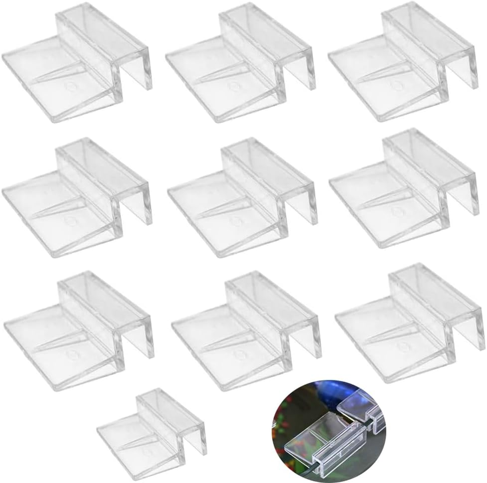 Acrylic Fish Tank Glass Cover Clips Aquarium Cover Brackets,10Pcs Aquariums Fish Tank Acrylic Clips Aquarium Fish Tank Glass Cover Clips, Aquarium Glass Cover Clip Acrylic Universal Lid Clips (8 MM) image number 6