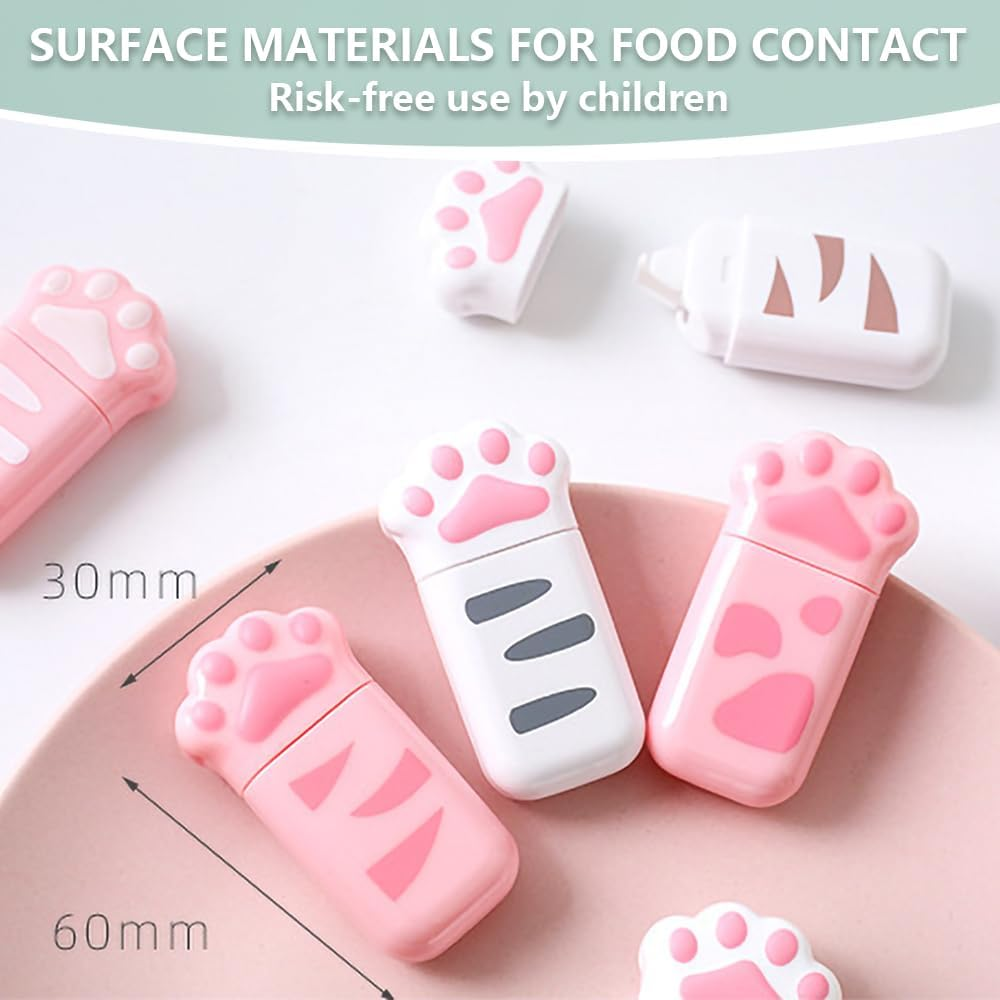 White Corrcetion Tape,6 Pack Mini Japan Corrcetion Tape Pen,With Easy to Use Kawaii Cat Paw Applicator,Cute Stationery Set Kawaii Birthday Gifts Set for Back to School Supplies image number 5