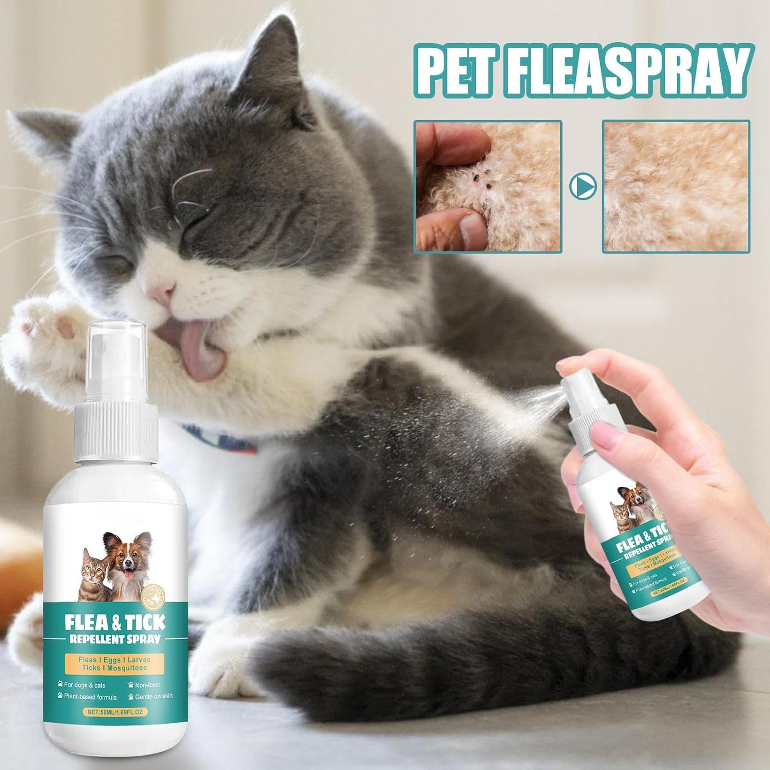 Dog Itch Spray | Itch Tick Natural Spray,Long-Lasting Safe Fast Acting Effective Pet Supplies for Irritated Skin Itching Pets Puppy Kittens Cats