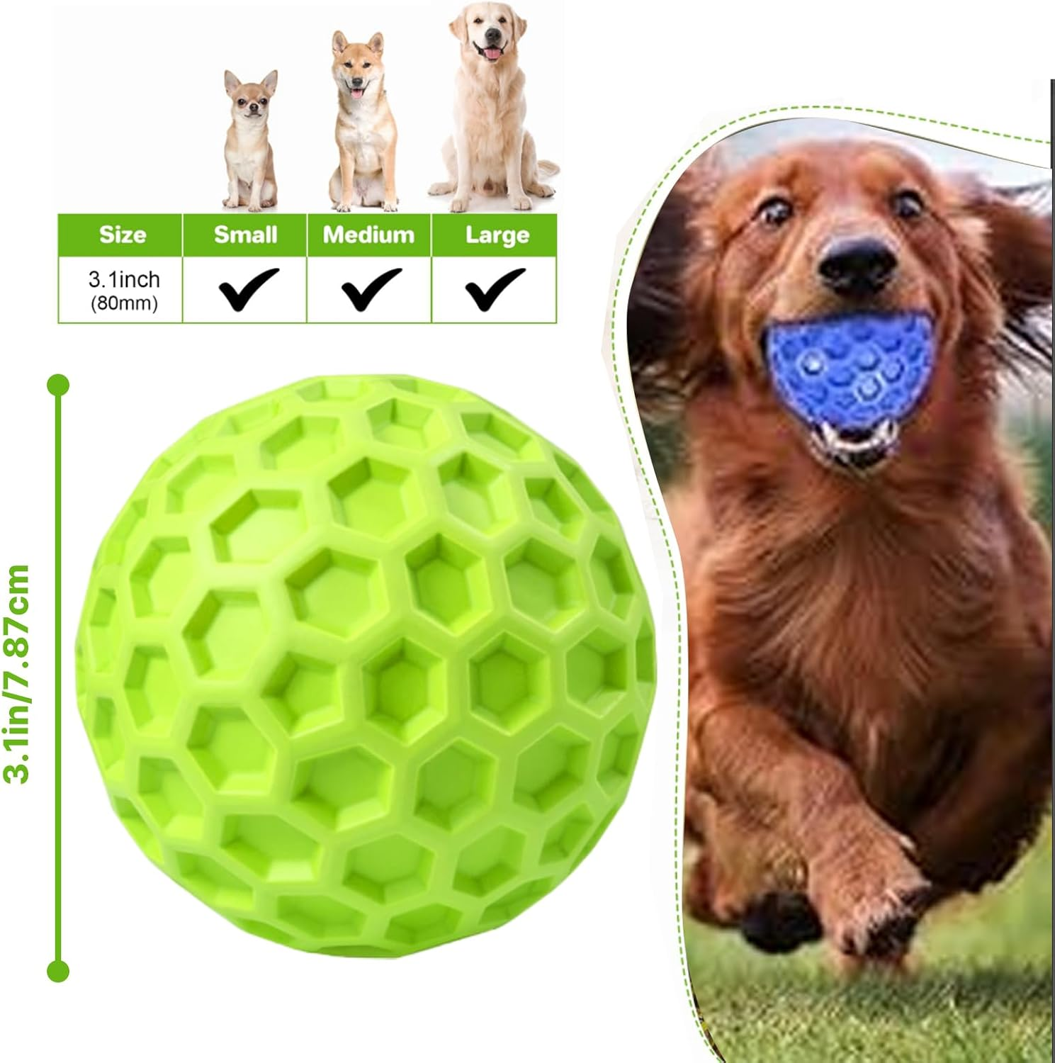 Velmoriah 2 PCS Indestructible Squeaky Dog Balls, Dog Chew Toys for Aggressive Chewers, Natural Rubber Interactive Dog Ball Toy for Large Dogs