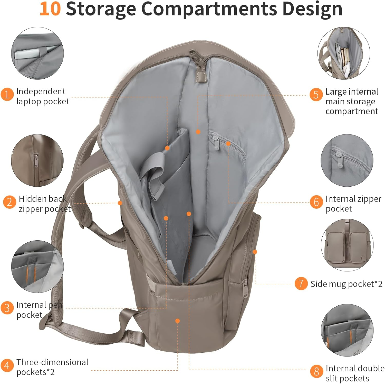 Aji Laptop Backpacks - Apricot image number 3