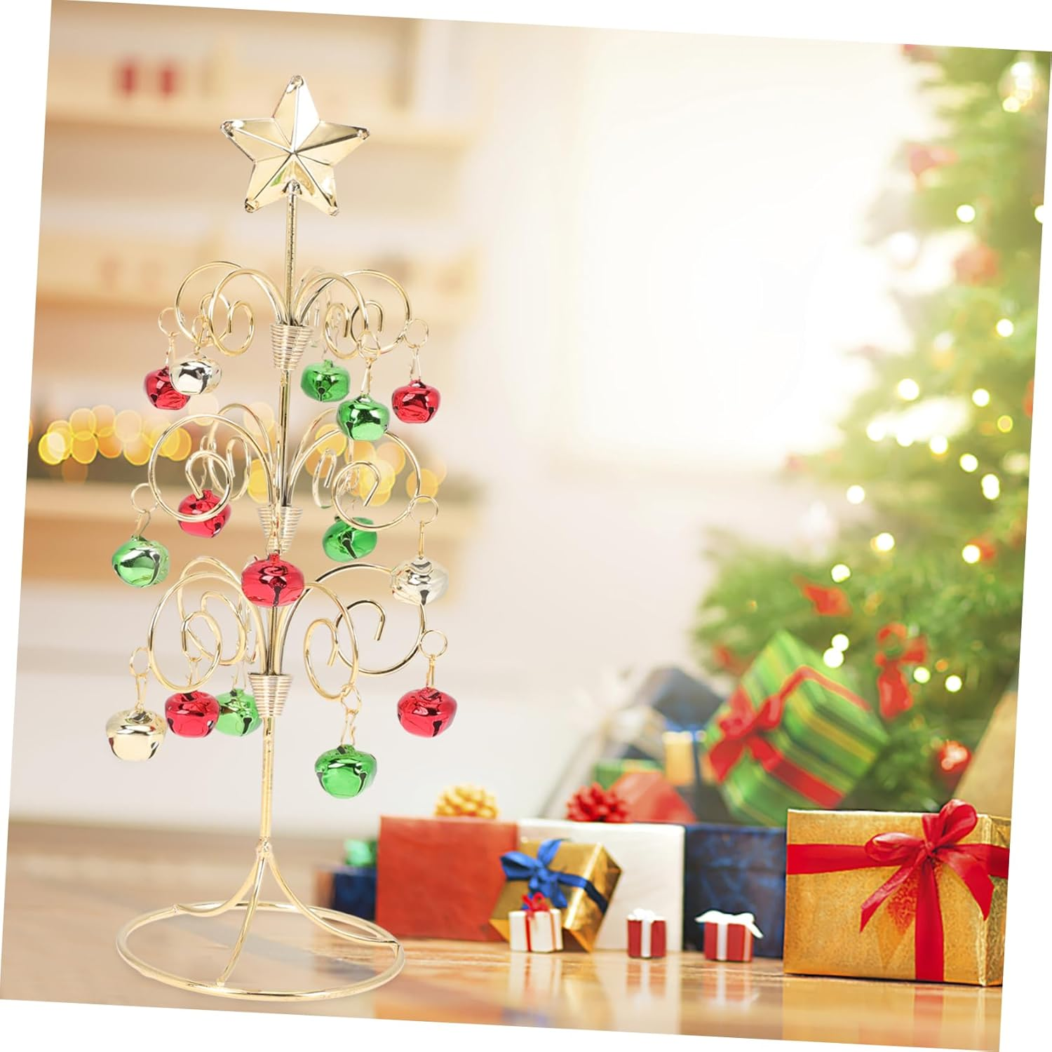 Mini Iron Christmas Tree Decoration Bell Festive Desktop Xmas Tree Ornament for Home Party Holiday Decor Unique image number 1