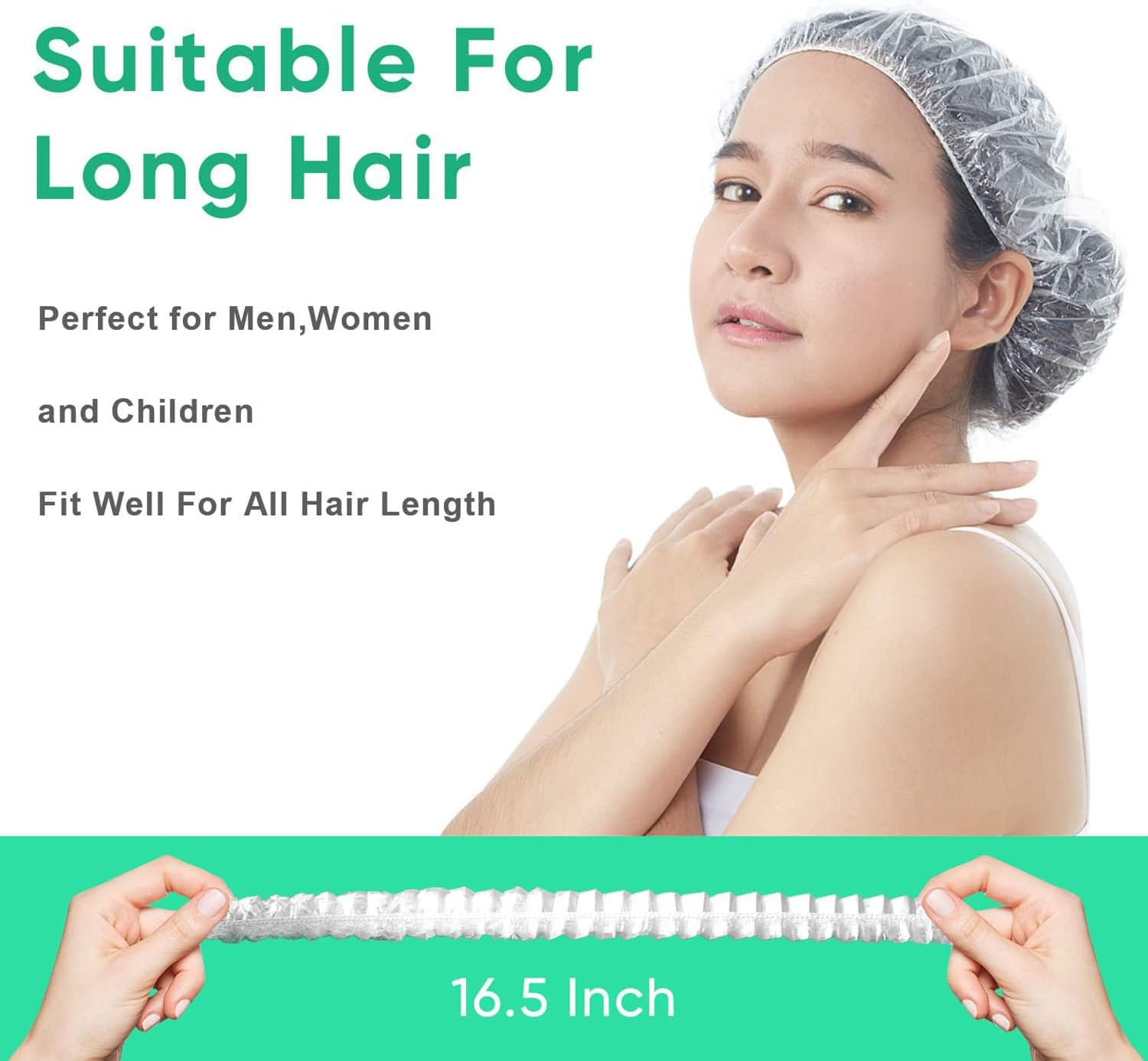 200 Pcs Disposable Shower Caps, Waterproof Plastic Clear Hair Cap, Spa, Hair Salon, Travel, Hotel and Home Use for Women Kids Girls image number 3